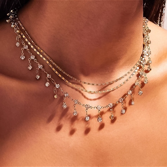 Jewelry - ⚜️[𝟯/$𝟭𝟴]⚜️3 Layered Gold Crystal Choker NEW